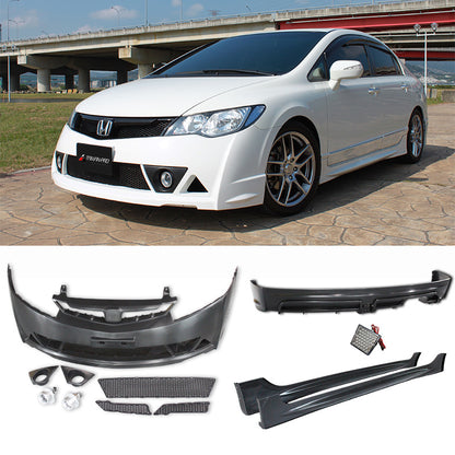 RR式樣前保桿總成+後中包+側裙  2006-2011 Honda Civic