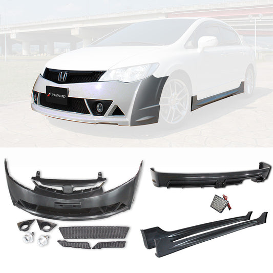 RR式樣前保桿總成+後中包+側裙  2006-2011 Honda Civic