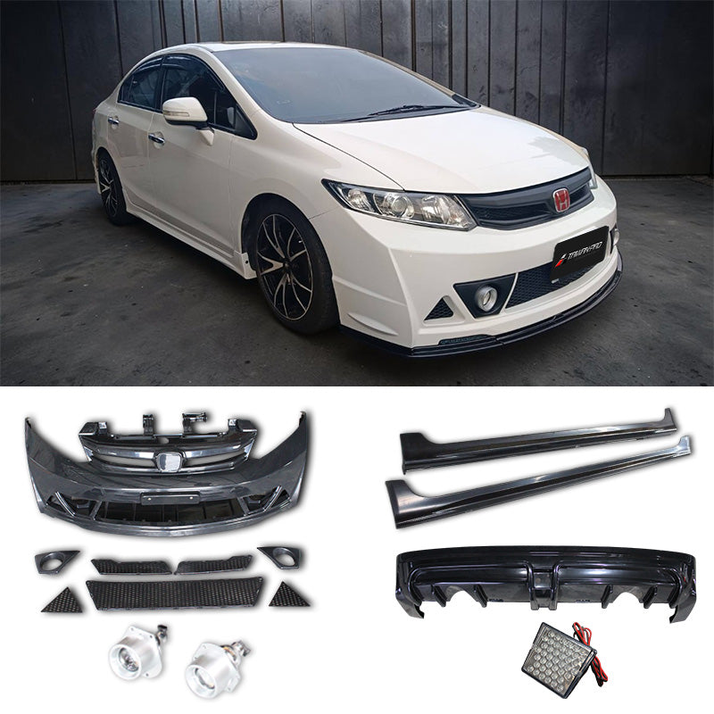 RR式樣前保桿總成+RR後中包+MU側裙 2012-2015 Honda Civic