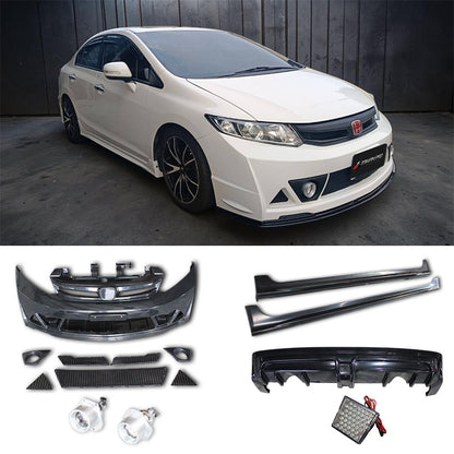 RR式樣前保桿總成+RR後中包+MU側裙 2012-2015 Honda Civic