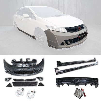RR式樣前保桿總成+RR後中包+MU側裙 2012-2015 Honda Civic