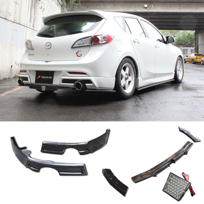 K款三片式後下定風翼+LED 2010-2012 Mazda 3 5門