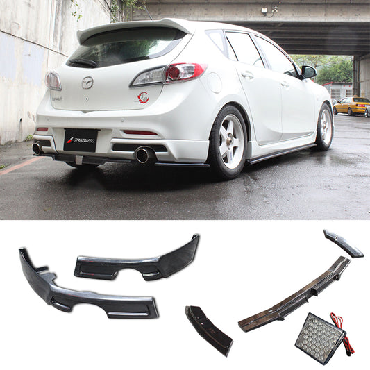 K款三片式後下定風翼+LED 2010-2012 Mazda 3 5門