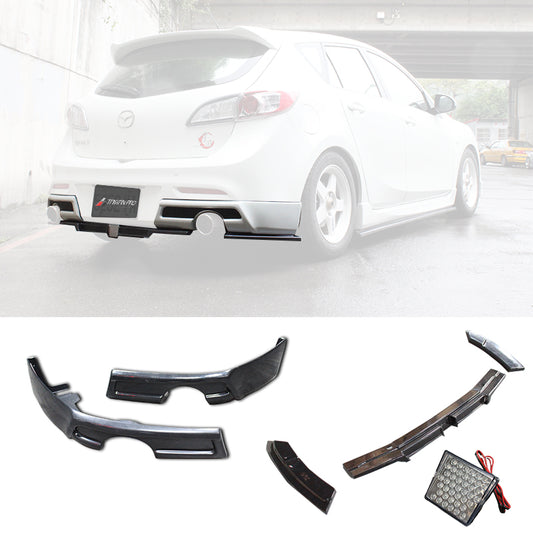 K款三片式後下定風翼+LED 2010-2012 Mazda 3 5門