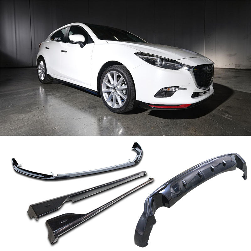 MZ套裝組 前下巴+後下巴+側裙 2017-2018 Mazda 3 5門
