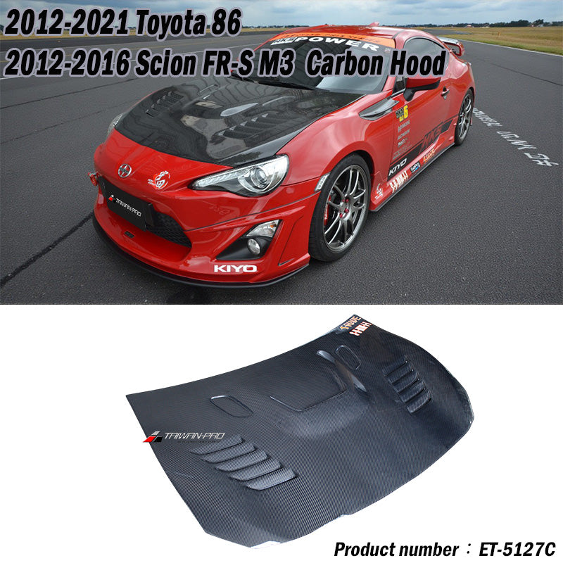 MP引擎蓋M3樣式  纖維 Carbon Fiber/FRP 2012-2021 Subaru BRZ/Toyota 86/Scion FR-S